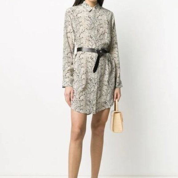Equipment Essential Silk Tunic Shirt Dress in Natural Python Print Size XS - Picture 3 of 16